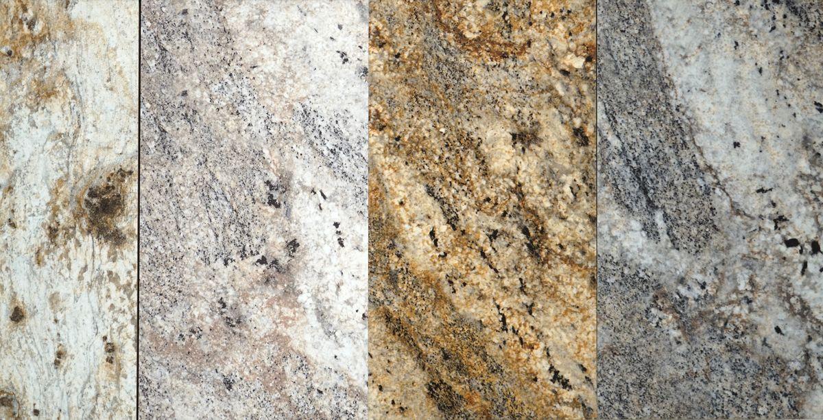 close up on granite sample in store as background